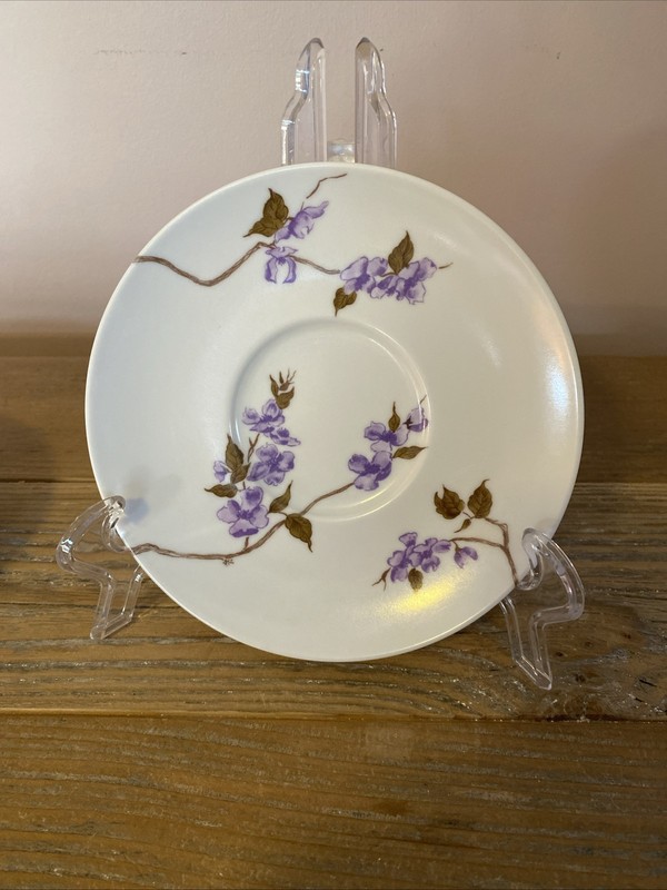 Vintage TEXAS WARE Melmac Melamine 6" Saucers Set Of 7 Purple Flower Vine