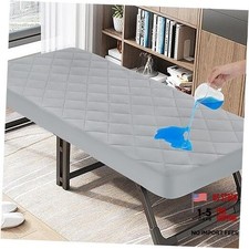 Cot Mattress Pad Waterproof Quilted, Fitted Cot Size Mattress Small Single Gray