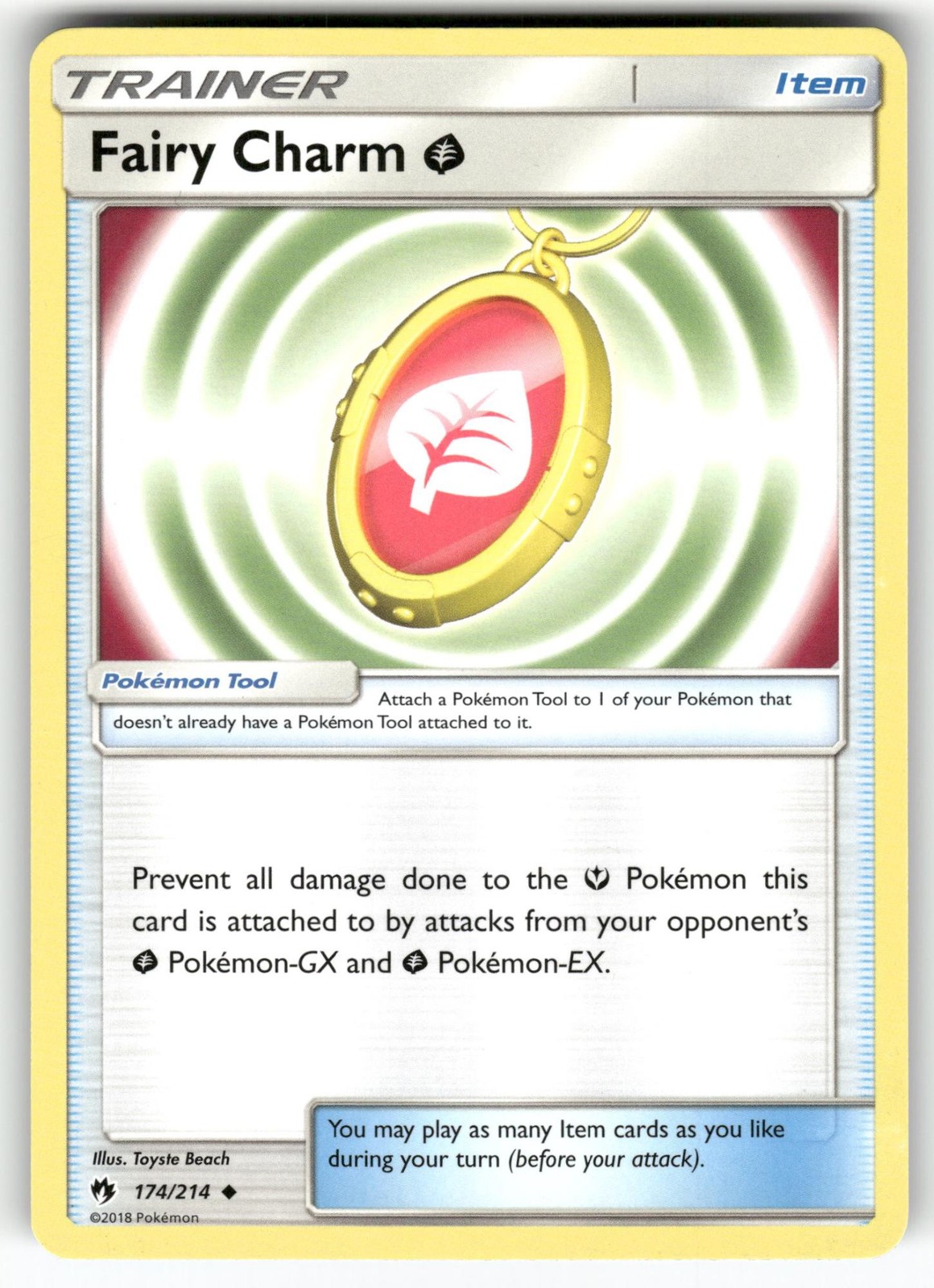 Fairy Charm Grass 174/214 Uncommon Lost Thunder Pokemon Near Mint