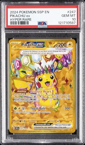 2024 POKEMON SSP EN-SURGING SPARKS HYPER RARE #247 PIKACHU EX PSA 10