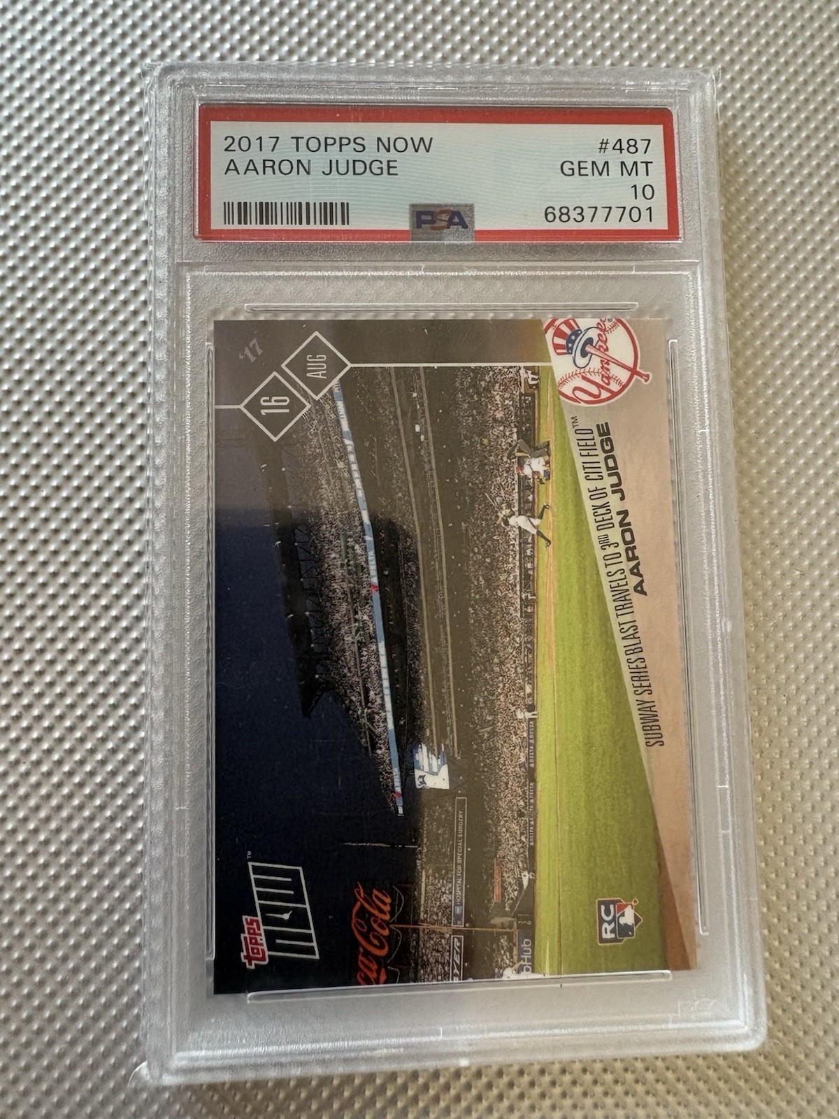 2017 Topps Now Aaron Judge #487 Rookie Card Subway Series PSA 10