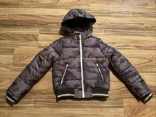 Osh Kosh Brown Camouflage Print Full Zip Puffer Coat Boys Size 8