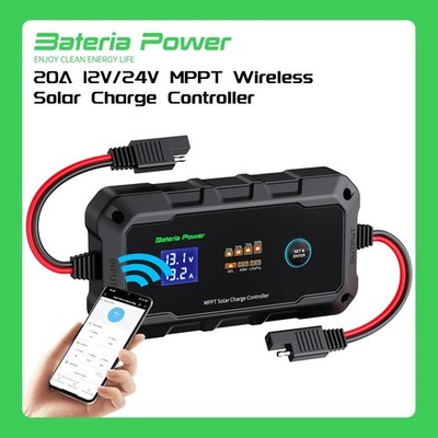 20A 12V/24V MPPT Wireless Solarladeregler, Bateria Power Intelligent Sol