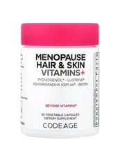 Codeage Menopause Hair & Skin Vitamins+ Lustriva, Pycnogenol, KSM-66 Ashwagandha