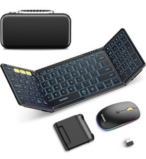 Samsers Foldable Full Size Keyboard and Mouse Combo with Backlight, 2.4G BT5.0