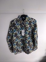 Jack & Jones Men’s Long Sleeve Floral Shirt Blue Green Button Up