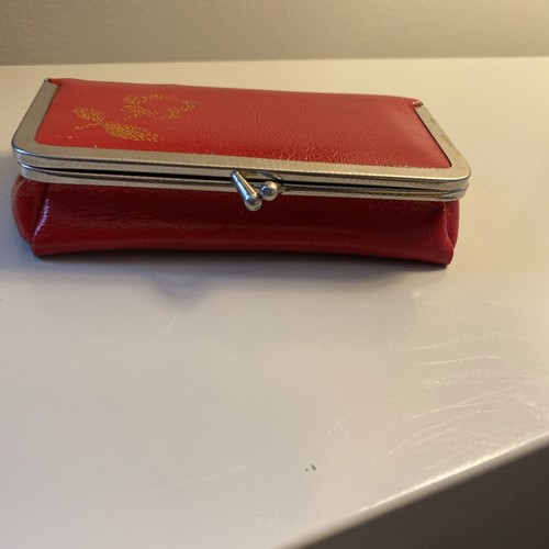Vintage Ladies Red Patent Finish Makeup Case Eye Glass Case Mirror