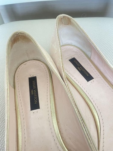 LOUIS VUITTON Monogram Pink Denim Flat Pumps ballet shoes Ribbon Size36.5/US6.5 - Picture 23 of 24