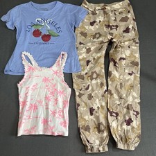 Girls Outfit Bundle Age 11-12 River Island Cargo Trousers M&S Vest Primark Tee