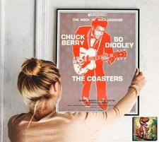 Chuck Berry Bo Diddley Die Untersetzer 1975 Live Konzert Tour Repro Poster 30"x24"