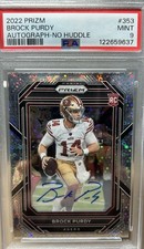 2022 Panini Prizm Brock Purdy Rookie Autograph No Huddle Prizm #353 49ers PSA 9