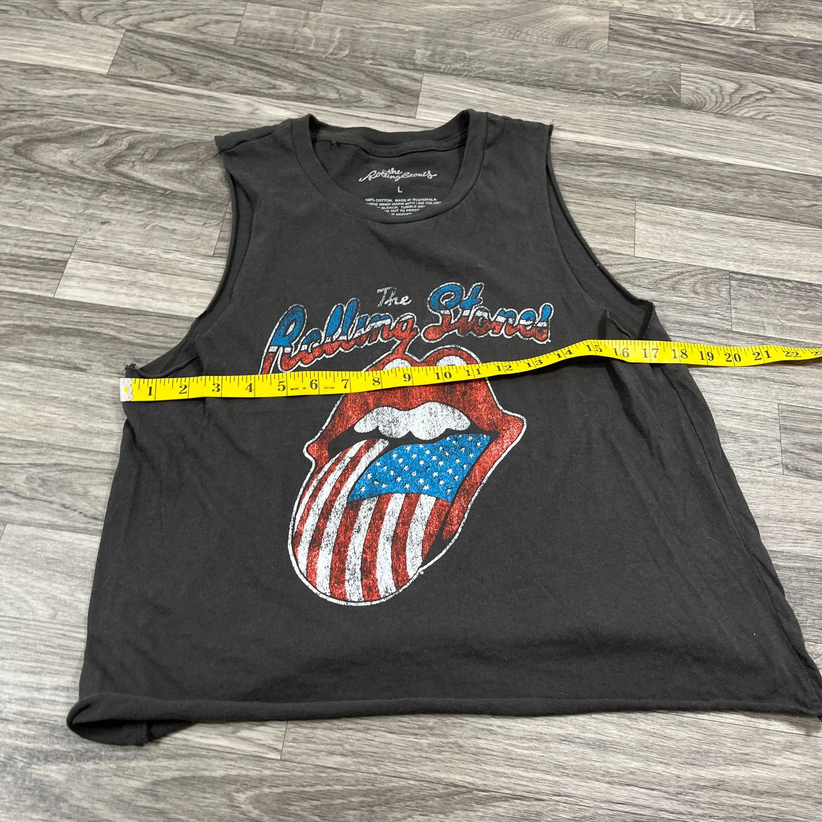 ROLLING STONES Graphic Print Crewneck Black Sleeveless T-Shirt Women's Size L