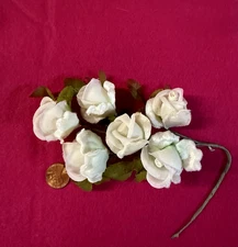 White Velvet/ Faux Silk Rose Stem - Vintage - Korea - Millinery