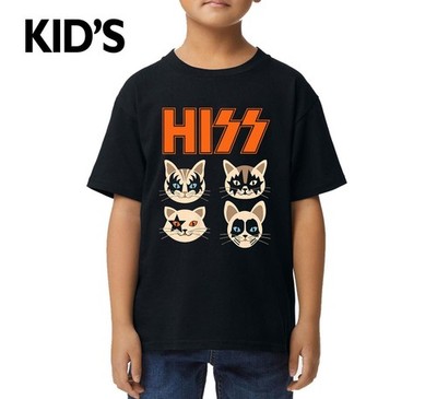 Hiss Cats Kittens Rock Rockin Birthday Idea T-Shirt Kids Funny Novelty Top Tee