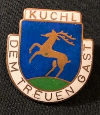 AUSTRIA DEM TREUEN GAST  KUCHL COAT OF ARMS GOAT PIN BADGE