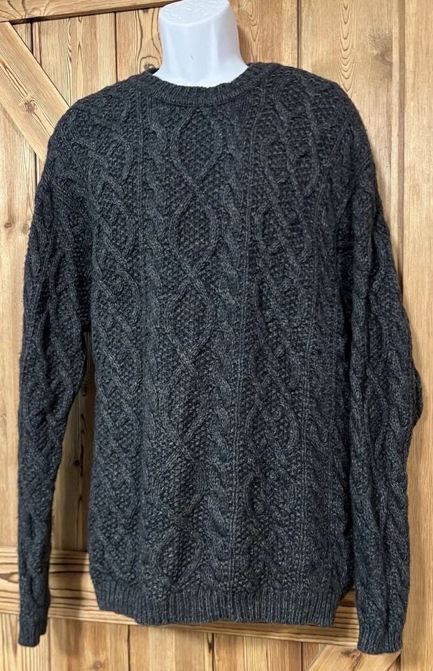 Suéter tejido Sonoma para hombre talla XL carbón profundo 80 % lana pescador Aran K-662 Foto 2 de 4