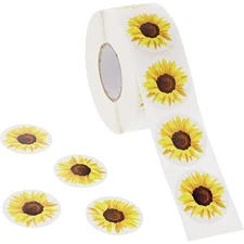 Sunflower Sticker Roll - 1000 Count for Crafts, Party Invites, Greeting Cards