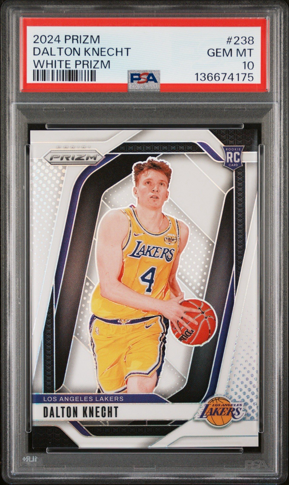 2024-25 Panini Prizm Dalton Knecht #238 White Prizm /175 RC PSA 10 Lakers