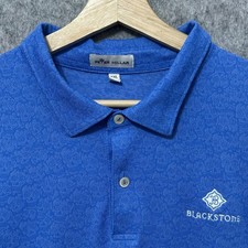Peter Millar Men  s Polo Shirt Blue Skull Pattern Blackstone Embroidery XXL