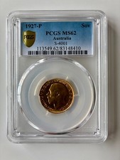 1927 P - King George V Gold Sovereign - PCGS MS62 - SCARCE