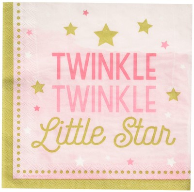 Creative Converting PC322251 Party Pink Twinkle Little Star 2-Ply Lunch Napkins-