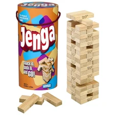 Hasbro Gaming Jenga Wooden Blocks Stacking Tumbling Tower Game | Party Games for