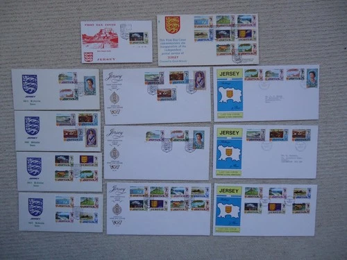 12X 1969-1972 JERSEY Pre-decimal Definitive First & Last Day Covers. Different