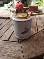 VINTAGE LIMOGES CASTEL FRANCE PORCELAIN INSECT & BUTTERFLY TABLE LIGHTER
