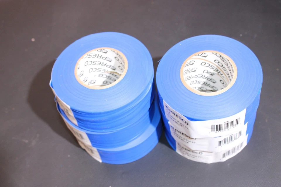 Presco 3/16 x 300 ft. Texas Blue Vinyl Flagging Tape - 6-Pack OSHA 1910.144 - Image 2 of 4