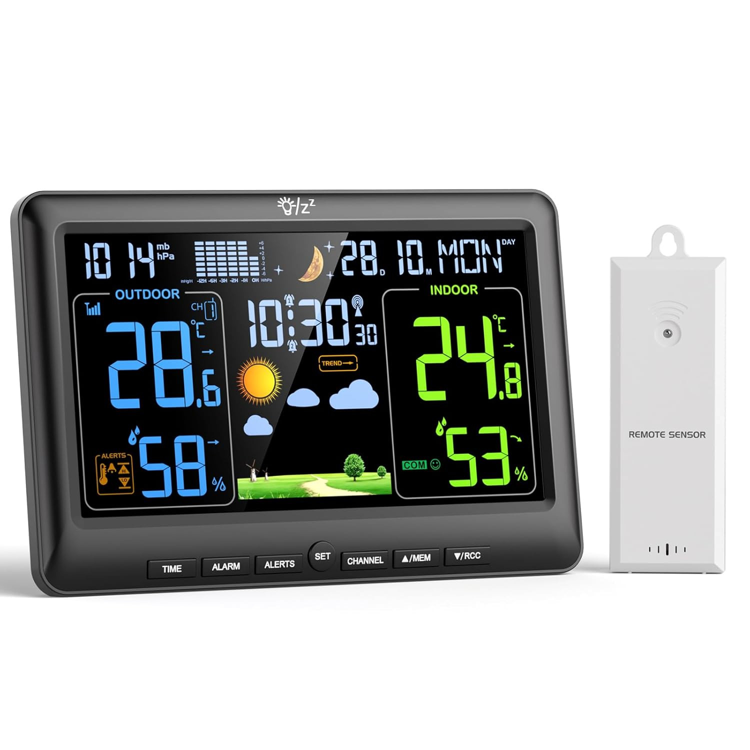 Stazione Meteo Con Sensore Esterno, Stazione Meteorologica Display a Colori, Fas