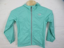 The North Face Rain Jacket Girls XL Green Hooded Full Zip Lightweight Mesh Lined
