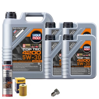 Motoröl 5W30 LIQUI MOLY 9L+HENGST Ölfilter+Ölschlammspülung+Ölablassschraube