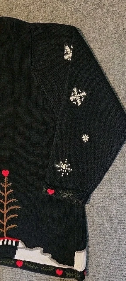 The Quacker Factory Women’s Sz 3X Knit Christmas Sweater Cardigan Snowman Cat - Image 4 of 4