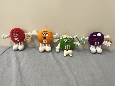 4 M&M Minis Swarmees Plush Lot Pesky, Rikki, Green & Orange FS