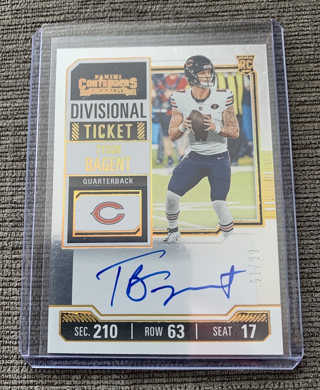 2023 Contenders Tyson Bagent RC Rookie DIVISIONAL Ticket Auto  #139 /99 BEARS!