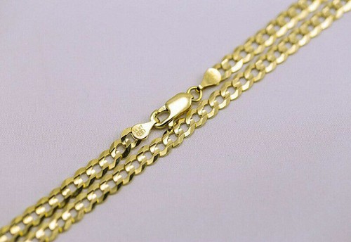 Solid 14k Yellow Gold 4.5MM-7MM Curb Chain Cuban Link Necklace Size 16"-30" - Picture 4 of 8