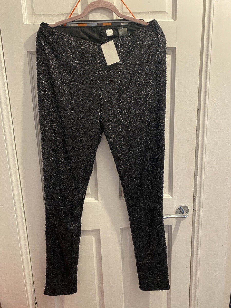 H&M Full Sequin Trousers With Elasticated Waist Size L BNWT UK