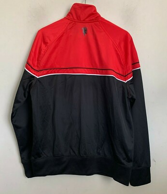 Manchester United Mens Jacket Red Black Track Soccer Zip Front