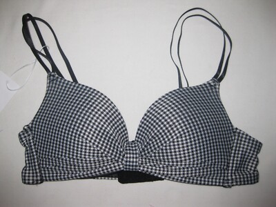Plaid wireless padded dual strap bralette XS black nwt kawaii