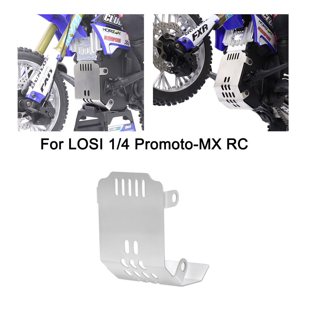 Plaque De Protection Châssis Acier Inox Pour LOSI 1/4 Promoto-MX RC - Armure Avant/arrière Argentée