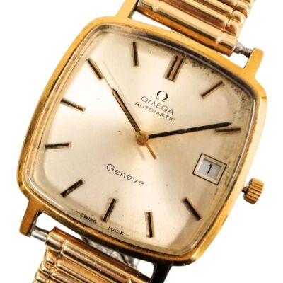 OMEGA Geneve ゴールド腕時計 Omega Genève “cross hair” dial ref. 14724 with original box