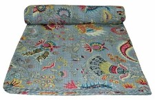 Indian Handmade Quilt Vintage Kantha Bedspread Throw Cotton Blanket Ralli Gudari