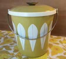 Vintage Enamel Ware Cathrineholm Catherine Cathrine Holm Ice Bucket Avocado