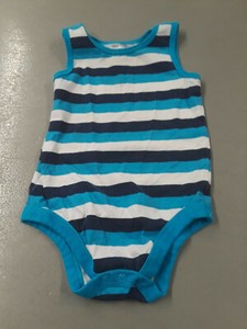 Garanimals navy, turquoise, white striped sleeveless bodysuit sz 24 mos.
