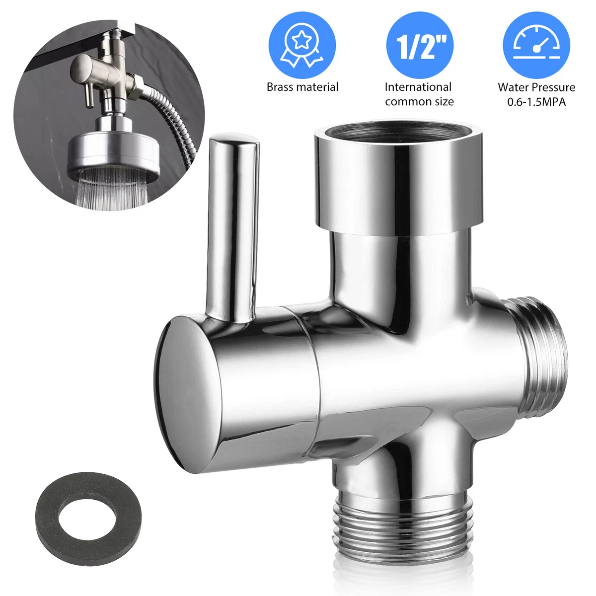 Adaptador De Codo De Alcachofa De Ducha, Conector De Extensión Universal De Latón, Rosca Hembra Cromada Y Rosca Macho