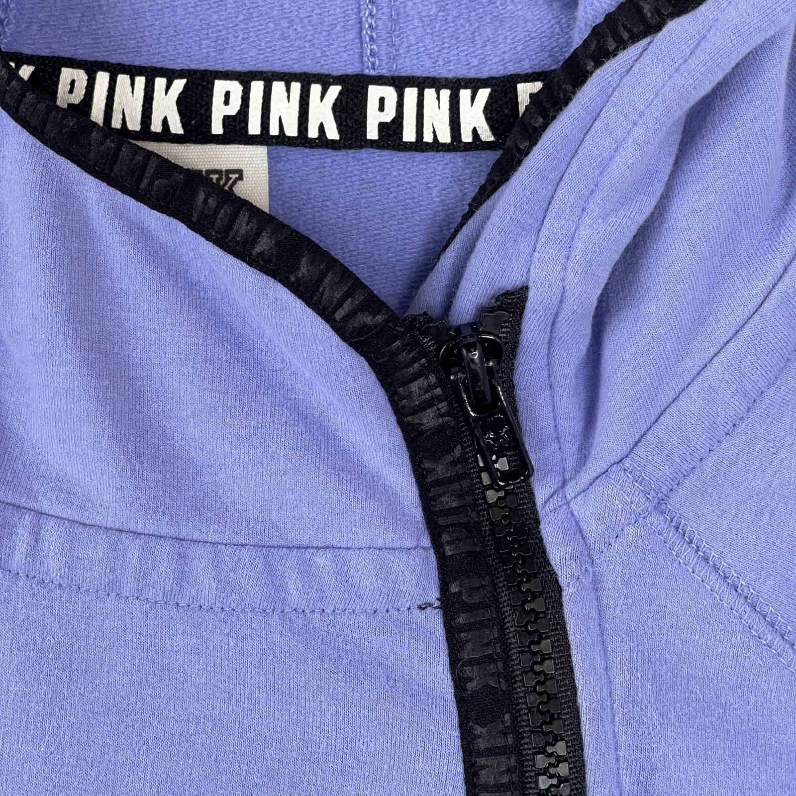 UNDERCOVER Felpa con cappuccio Victoria's Secret ROSA elasticizzata taglia small pervinca offset zip nastrata