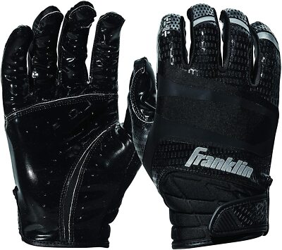 Franklin Sports Football Receiver Gloves Extra Grip Premium Adult Black pair