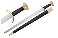 36.5" Viking Long Sword Carbon Steel Blade Leather Wrapped Handle