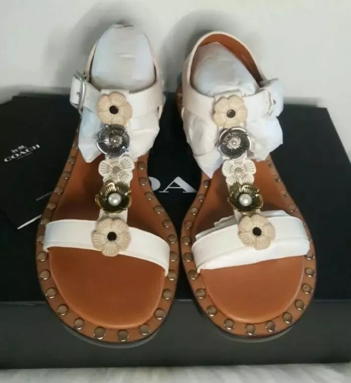 Coach tea rose hotsell t strap sandal