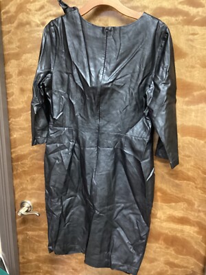 knee length dresses for ladies Black Faux Leather Half Puff Sleeve Mini Dress main image 1